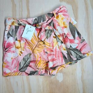 Joie Jaklynn Tropical Linen Tie Waist Shorts NWT Size 4